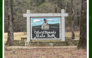 The entrance sign at Crater of Diamonds State Park in Murfreesboro, Arkansas