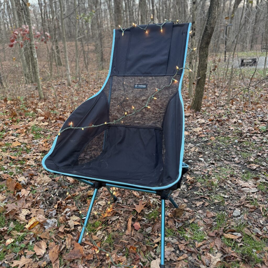 Helinox Savanna Chair is my go to chair for the campsite or soccer fields.