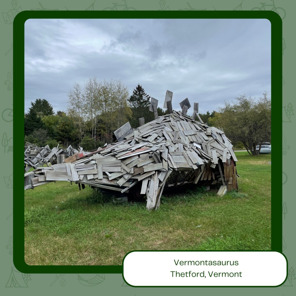 Image of a dinosaur made with scrap wood
