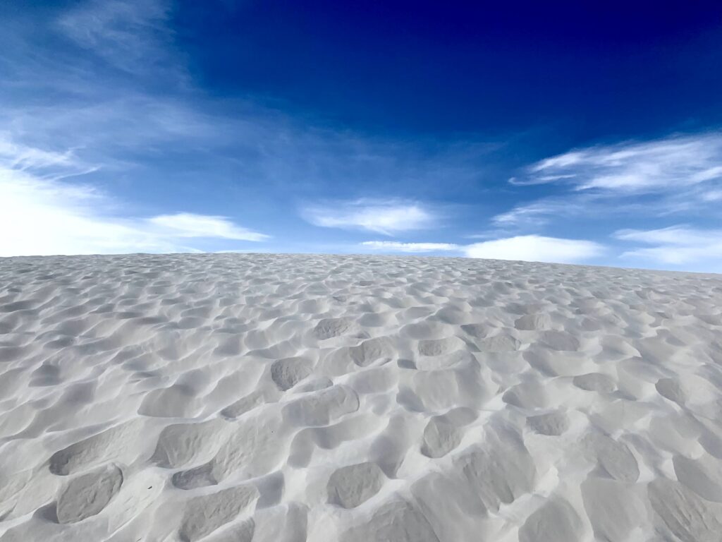 WSNP - blue skies White Sands National Park under a deep blue sky with rippled gypsum dunes