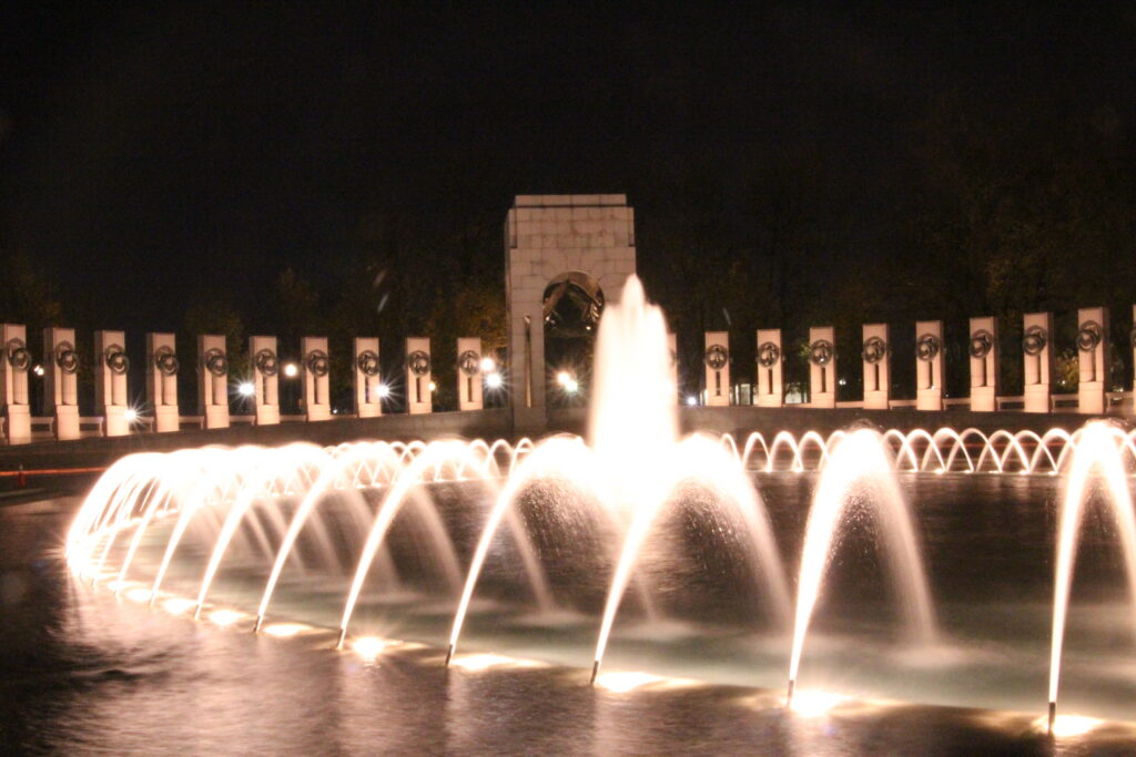 WWII - at night The World War II Memorial lit up at night, Washington DC