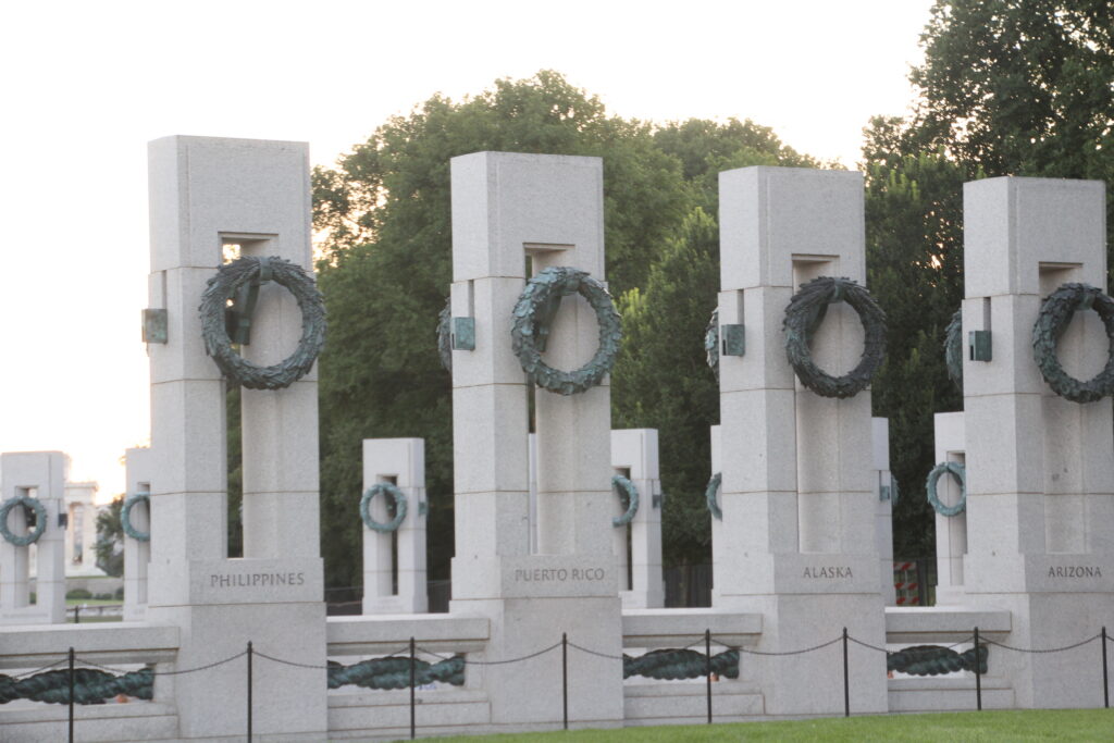 WWII - pillars State and territory pillars at the World War II Memorial, Washington DC