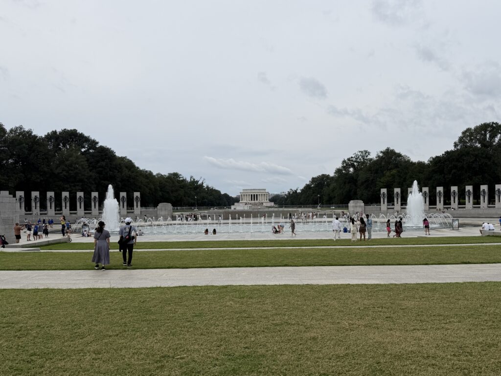 WWII - wide angle from steps A wide view of the World War II Memorial from the steps, Washington DC